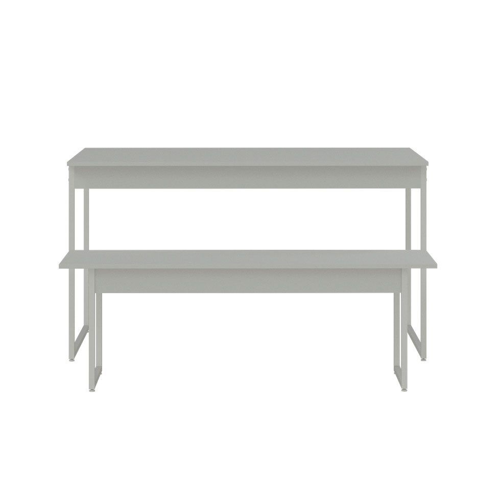 Conjunto de Mesa de Jantar Retangular com 1 Banco Studio Branco