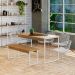 Conjunto de Mesa de Jantar Retangular com 1 Banco Studio Mel e Branco