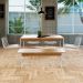 Conjunto de Mesa de Jantar Retangular com 1 Banco Studio Mel e Branco