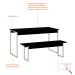 Conjunto de Mesa de Jantar Retangular com 1 Banco Studio Preto e Branco