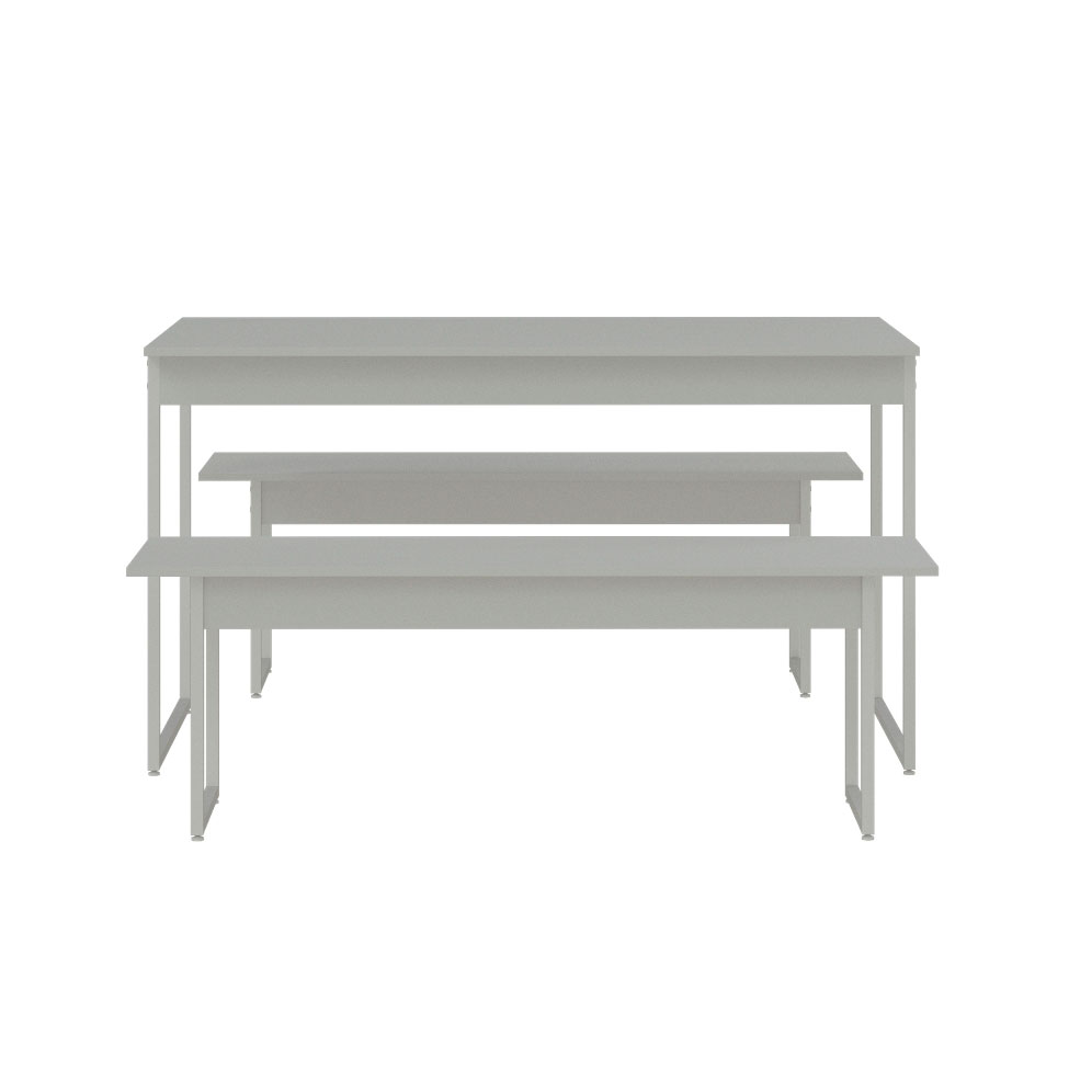 Conjunto de Mesa de Jantar Retangular com 2 Bancos Studio Branco