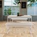 Conjunto de Mesa de Jantar Retangular com 2 Bancos Studio Branco