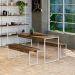 Conjunto de Mesa de Jantar Retangular com 2 Bancos Studio Carvalho Dark e Branco