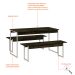Conjunto de Mesa de Jantar Retangular com 2 Bancos Studio Carvalho Dark e Branco