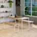 Conjunto de Mesa de Jantar Retangular com 2 Bancos Studio Carvalho e Branco