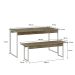 Conjunto de Mesa de Jantar Retangular com 2 Bancos Studio Carvalho e Branco
