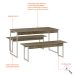 Conjunto de Mesa de Jantar Retangular com 2 Bancos Studio Carvalho e Branco