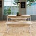 Conjunto de Mesa de Jantar Retangular com 2 Bancos Studio Carvalho e Branco