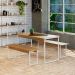 Conjunto de Mesa de Jantar Retangular com 2 Bancos Studio Mel e Branco