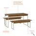 Conjunto de Mesa de Jantar Retangular com 2 Bancos Studio Mel e Branco