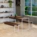 Conjunto de Mesa de Jantar Retangular com 2 Bancos Studio Nogal e Branco