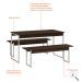 Conjunto de Mesa de Jantar Retangular com 2 Bancos Studio Nogal e Branco