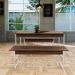 Conjunto de Mesa de Jantar Retangular com 2 Bancos Studio Nogal e Branco