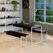 Conjunto de Mesa de Jantar Retangular com 2 Bancos Studio Preto e Branco