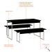 Conjunto de Mesa de Jantar Retangular com 2 Bancos Studio Preto e Branco
