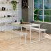 Conjunto de Mesa de Jantar Retangular com 2 Bancos Studio Snow e Branco