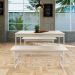 Conjunto de Mesa de Jantar Retangular com 2 Bancos Studio Snow e Branco