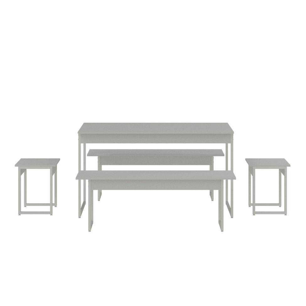 Conjunto de Mesa de Jantar Retangular com 4 Bancos Studio Branco