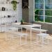 Conjunto de Mesa de Jantar Retangular com 4 Bancos Studio Branco
