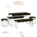 Conjunto de Mesa de Jantar Retangular com 4 Bancos Studio Carvalho Dark e Branco