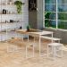 Conjunto de Mesa de Jantar Retangular com 4 Bancos Studio Carvalho e Branco