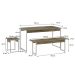 Conjunto de Mesa de Jantar Retangular com 4 Bancos Studio Carvalho e Branco