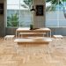 Conjunto de Mesa de Jantar Retangular com 4 Bancos Studio Mel e Branco