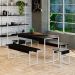 Conjunto de Mesa de Jantar Retangular com 4 Bancos Studio Preto e Branco