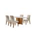Conjunto de Mesa de Jantar Retangular com Tampo Off White Ane e 4 Cadeiras Bélgica Veludo Creme e Imbuia