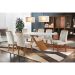 Conjunto de Mesa de Jantar Retangular com Tampo Off White Genova e 6 Cadeiras Itália Veludo Creme e Imbuia