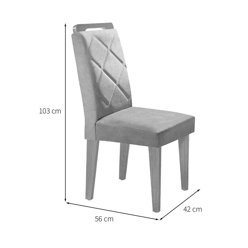 Conjunto de Mesa de Jantar Retangular com Tampo de Vidro Ane e 4 Cadeiras Bélgica Veludo Grafite e Imbuia