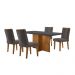 Conjunto de Mesa de Jantar Retangular com Tampo de Vidro Berlim e 4 Cadeiras Alegra Veludo Grafite e Imbuia