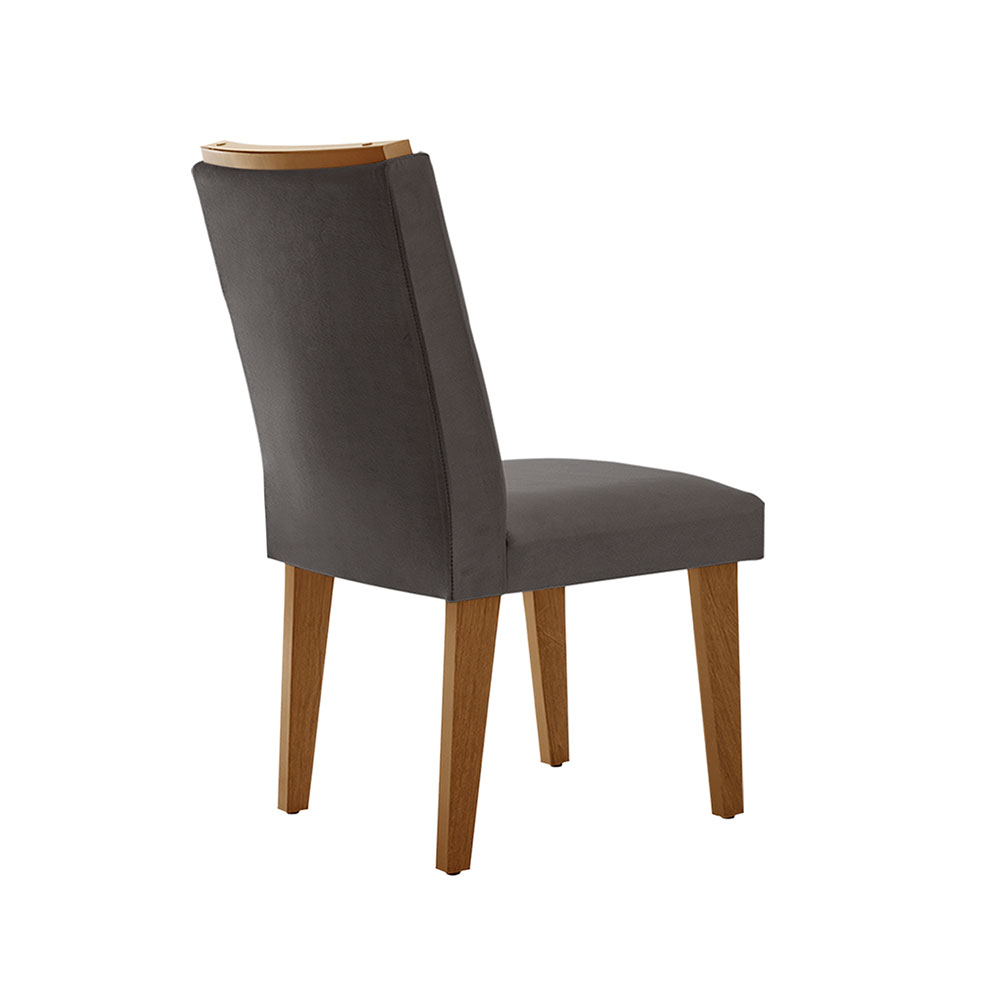 Conjunto de Mesa de Jantar Retangular com Tampo de Vidro Berlim e 4 Cadeiras Alegra Veludo Grafite e Imbuia