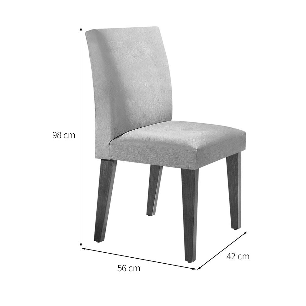 Conjunto de Mesa de Jantar Retangular com Tampo de Vidro Berlim e 4 Cadeiras Bélgica Linho Grafite e Imbuia