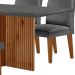 Conjunto de Mesa de Jantar Retangular com Tampo de Vidro Berlim e 4 Cadeiras Bélgica Linho Grafite e Imbuia