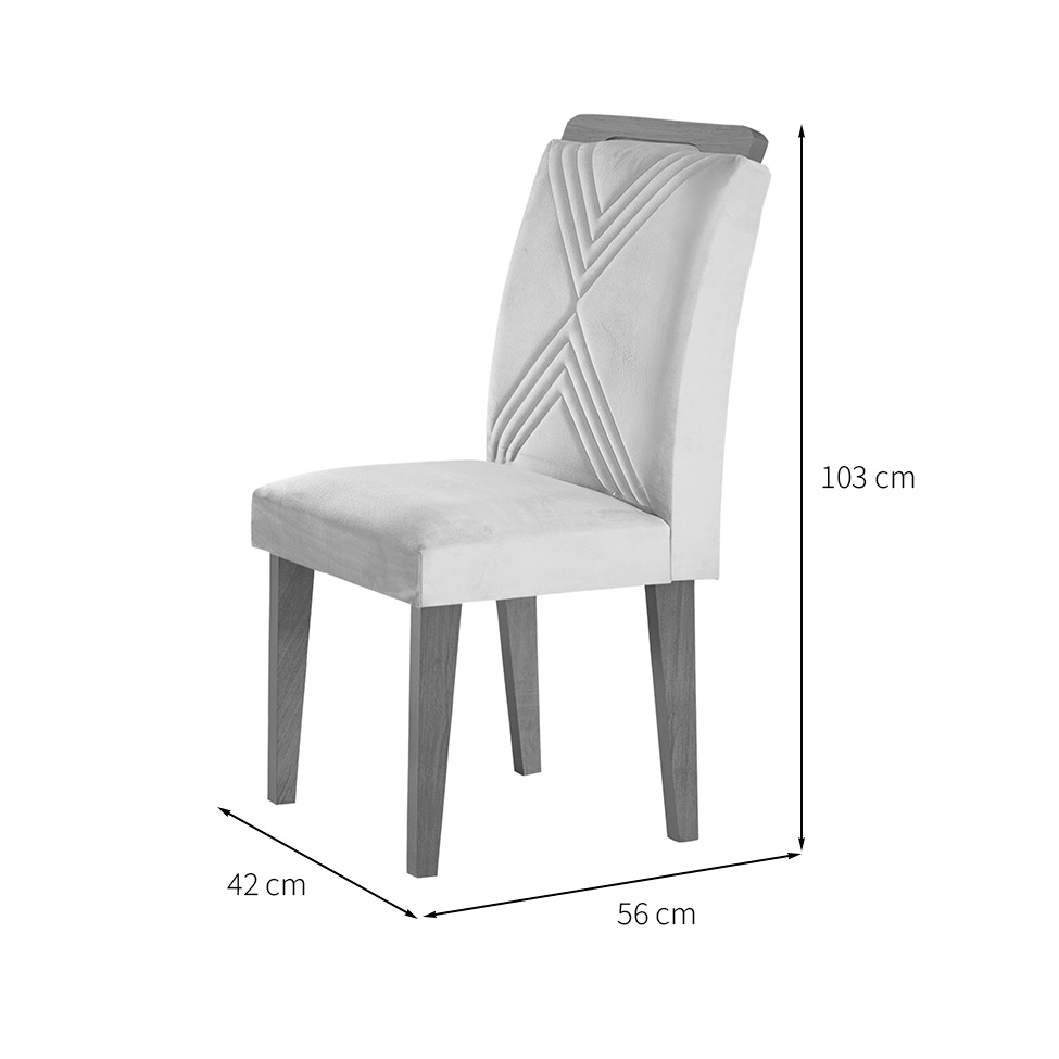 Conjunto de Mesa de Jantar Retangular com Tampo de Vidro Genova e 6 Cadeiras Itália Veludo Grafite e Imbuia