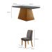 Conjunto de Mesa de Jantar Retangular com Tampo de Vidro Luna e 4 Cadeiras Athenas Veludo Grafite e Imbuia