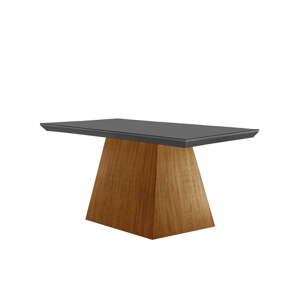 Conjunto de Mesa de Jantar Retangular com Tampo de Vidro Luna e 4 Cadeiras Athenas Veludo Grafite e Imbuia