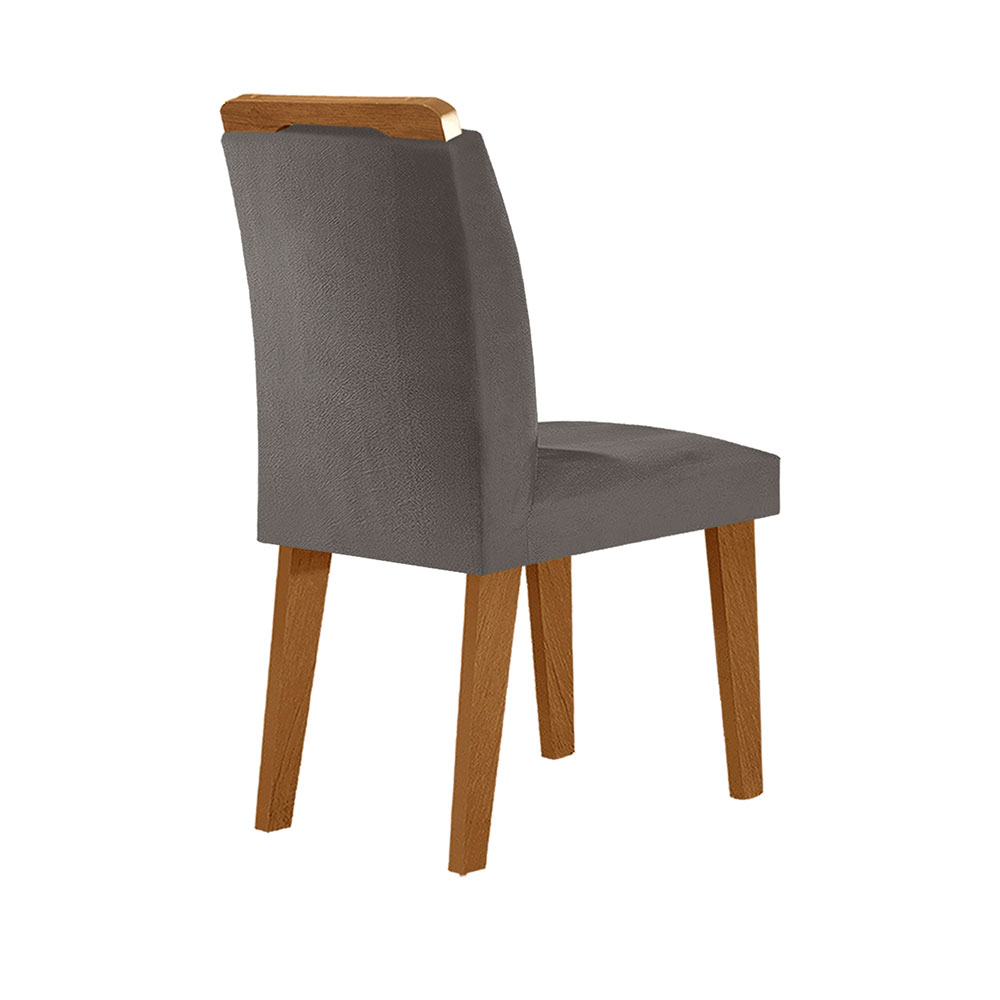 Conjunto de Mesa de Jantar Retangular com Tampo de Vidro Luna e 4 Cadeiras Athenas Veludo Grafite e Imbuia