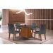 Conjunto de Mesa de Jantar Retangular com Tampo de Vidro Luna e 4 Cadeiras Grécia Linho Grafite e Imbuia