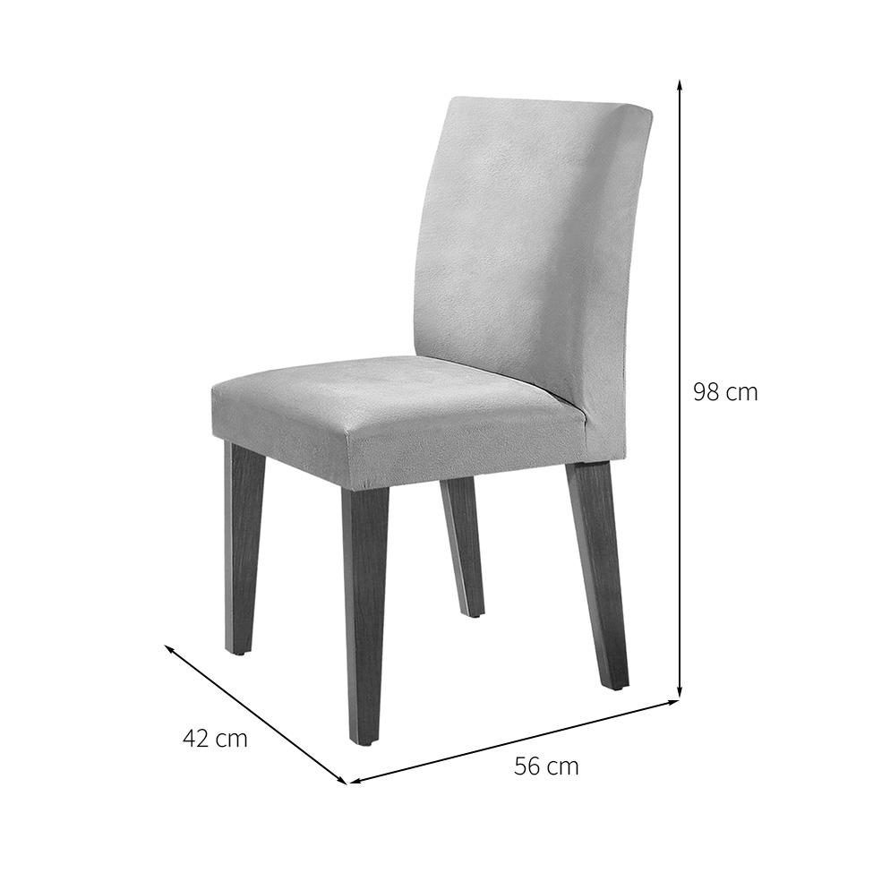 Conjunto de Mesa de Jantar Retangular com Tampo de Vidro Luna e 6 Cadeiras Grécia Linho Grafite e Imbuia