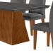 Conjunto de Mesa de Jantar Retangular com Tampo de Vidro Luna e 6 Cadeiras Grécia Linho Grafite e Imbuia