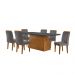 Conjunto de Mesa de Jantar Retangular com Tampo de Vidro Luna e 6 Cadeiras Italia Veludo Grafite e Imbuia