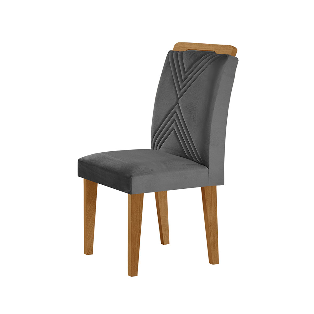 Conjunto de Mesa de Jantar Retangular com Tampo de Vidro Luna e 6 Cadeiras Italia Veludo Grafite e Imbuia