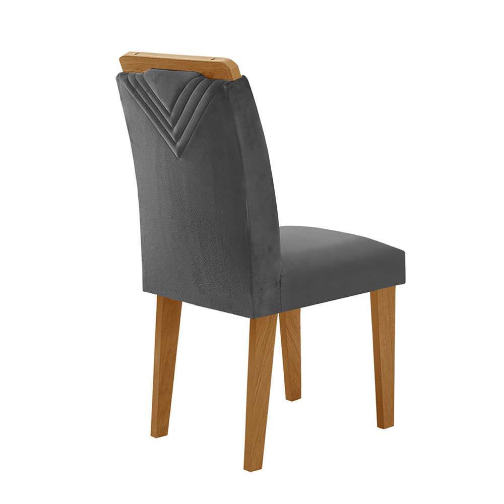 Conjunto de Mesa de Jantar Retangular com Tampo de Vidro Luna e 6 Cadeiras Italia Veludo Grafite e Imbuia