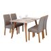 Conjunto de Mesa de Jantar Retangular com Tampo de Vidro Off White Adele e 4 Cadeiras Fernanda Linho Grafite e Madeira