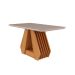 Conjunto de Mesa de Jantar Retangular com Tampo de Vidro Off White Agata e 4 Cadeiras Clarice Suede Nude e Nature