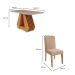 Conjunto de Mesa de Jantar Retangular com Tampo de Vidro Off White Agata e 4 Cadeiras Clarice Suede Nude e Nature