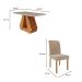 Conjunto de Mesa de Jantar Retangular com Tampo de Vidro Off White Agata e 4 Cadeiras Juliana Suede Nude e Nature