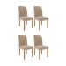 Conjunto de Mesa de Jantar Retangular com Tampo de Vidro Off White Agata e 4 Cadeiras Juliana Suede Nude e Nature